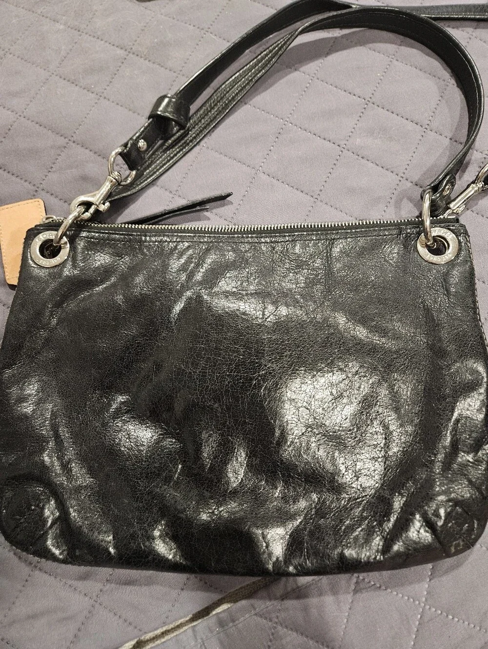 Coach Black Leather Crossbody Bag with Front Pockets
